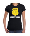 Politie embleem Amsterdam carnaval verkleed t-shirt zwart voor dames
