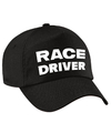 Race driver-auto coureur verkleed pet zwart voor volwassenen