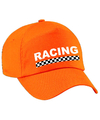 Racing-finish vlag verkleed pet oranje voor kinderen