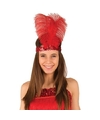 Rode Charleston hoofdband met veren voor dames
