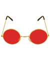 Rode hippie flower power zonnebril met ronde glazen