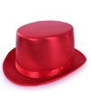 Rode hoge hoed metallic voor volwassenen