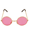 Roze hippie flower power zonnebril met ronde glazen