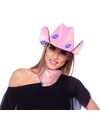 Roze kartonnen cowboyhoed met lippen-kusjes voor dames