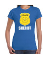Sheriff police-politie embleem t-shirt blauw voor dames