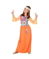 Sixties-hippie verkleed jurk oranje voor meisjes