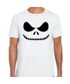 Skelet gezicht Halloween verkleed t-shirt wit voor heren