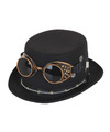 Steampunk hoed met bril en ketting zwart polyester voor volwassenen
