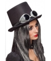Steampunk hoed zwart met bril