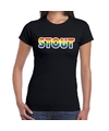 Stout gay pride t-shirt zwart voor dames