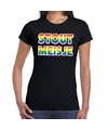Stout meisje gay pride t-shirt zwart voor dames