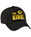 The King pet-cap zwart met gouden letters en kroon heren