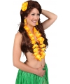 Toppers Hawaii thema verkleed accessoires setje oranje dames