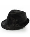 Trilby hoed met pailletten zwart polyester glitter