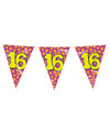 Verjaardag 16 jaar thema Vlaggetjes Feestversiering 10m Folie Dubbelzijdig