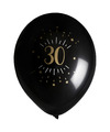 Verjaardag leeftijd ballonnen 30 jaar 8x zwart-goud 23 cm Feestartikelen-versieringen