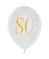 Verjaardag leeftijd ballonnen 80 jaar 8x wit-goud 23 cm Feestartikelen-versieringen