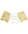 Verjaardag Vlaggenlijn 25 jaar binnen karton wit-goud 600 cm