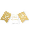 Verjaardag Vlaggenlijn 40 jaar binnen karton wit-goud 600 cm