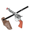 Verkleed cowboy holster met een revolver-pistool voor kinderen