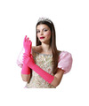 Verkleed handschoenen voor dames polyester fuchsia roze one size lang model