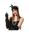 Verkleed handschoenen voor dames polyester zwart one size lang model