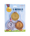 Verkleed medailles met lint 3x goud-zilver-brons kunststof 6 cm speelgoed