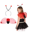 Verkleed set lieveheersbeestje vleugels-diadeem rood kinderen Carnavalskleding
