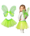 Verkleed set vlinder-fee vleugels en rokje groen kinderen Carnavalskleding-accessoires