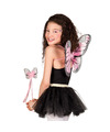 Verkleed set vlinder vleugels en toverstokje lichtroze kinderen Carnavalskleding-accessoires