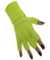 Verkleed Vingerloze handschoenen fluor geel