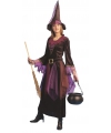 Verkleedkleding Paarse heksen jurk inclusief hoed