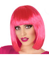 Verkleedpruik voor dames half lang haar Roze Bob lijn Carnaval-party