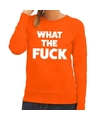 What the Fuck tekst sweater oranje voor dames