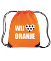 Wij houden van oranje voetbal rugzakje-sporttas met rijgkoord oranje