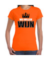 Wij Willem wijn t-shirt oranje voor dames Koningsdag shirts