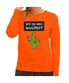 Wil je een Knuffel tekst sweater oranje voor dames