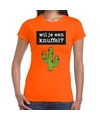 Wil je een Knuffel tekst t-shirt oranje dames