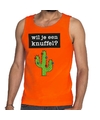 Wil je een Knuffel tekst tanktop-mouwloos shirt oranje heren