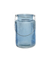 Windlicht-kaarshouder van glas lichtblauw 22 cm