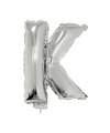 Zilveren opblaas letter ballon K op stokje 41 cm