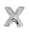 Zilveren opblaas letter ballon X op stokje 41 cm