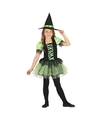 Zwart-groen heksen kostuum voor meisjes