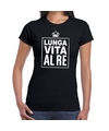 Zwart Lunga vita al Re Italiaans t-shirt dames
