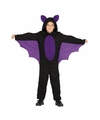 Zwart met paars vleermuis halloween kostuum voor jongens