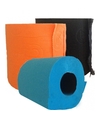 Zwart-oranje-turquoise wc papier rol pakket