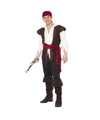 Zwart-wit-rood piraten kostuum voor heren