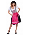 Zwart zijde Tiroler jurkje met roze schort