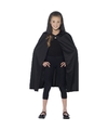 Zwarte cape met capuchon voor kinderen