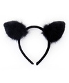 Zwarte diadeem met kat-poes oortjes voor dames